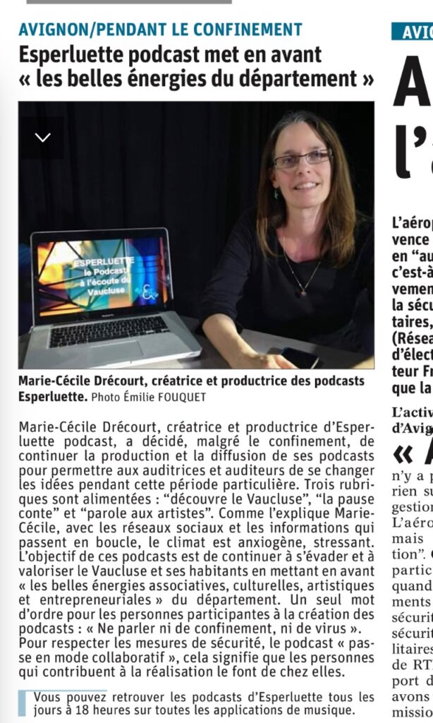 Esperluette met en avant les belles énergies du Vaucluse -Vaucluse Matin 2020