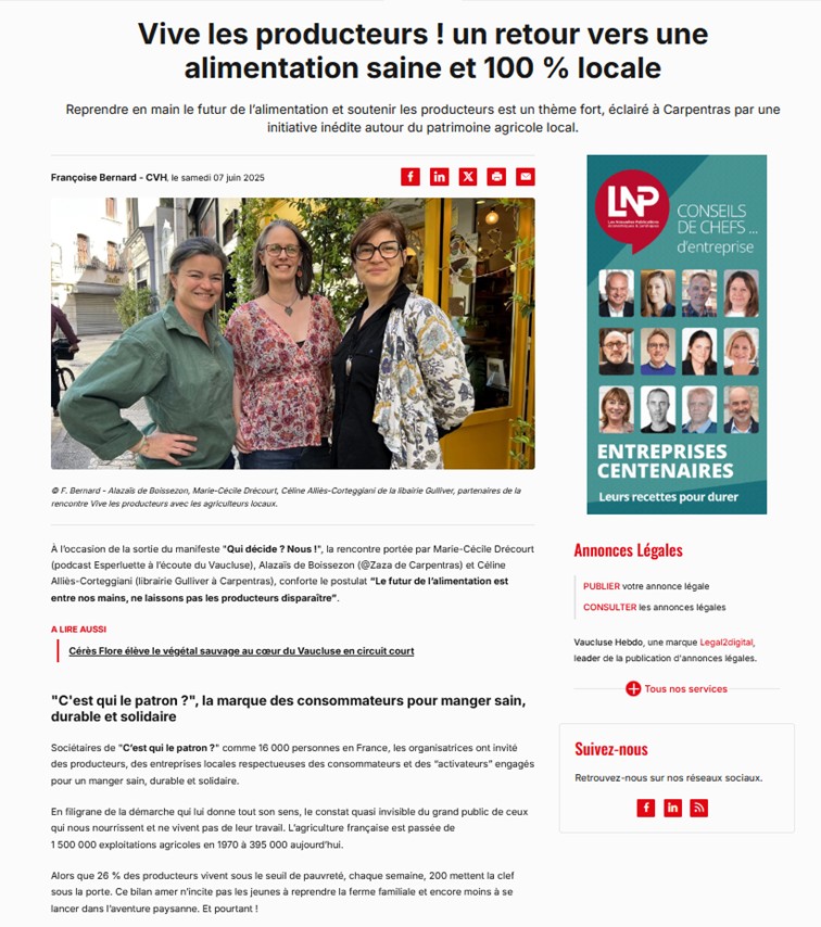 Vive les producteur - Vaucluse Hebdo 2025