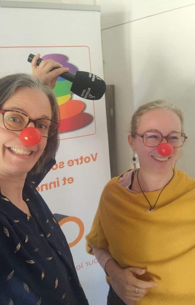 Marie-Cécile Esperluette et Stéphanie Avec des Oui en plein enregsitrement
